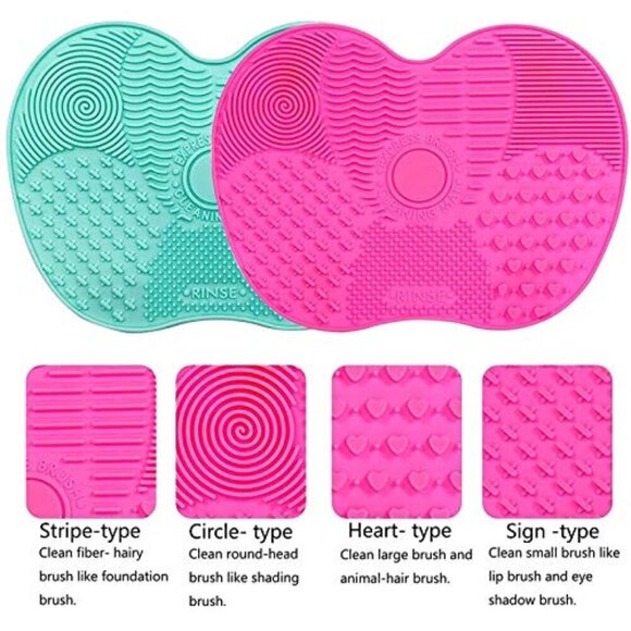 SILICONE GEL MAKEUP BRUSH CLEANING MAT WITH SUCTION CUP 2 PCS - Picture 1 of 12